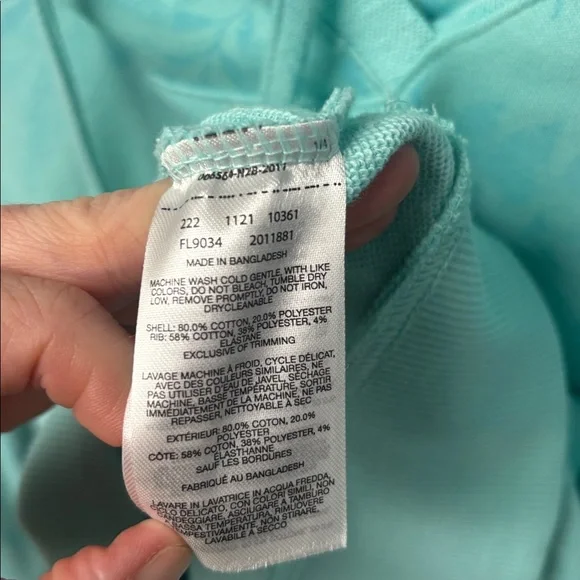 NWT Columbia Women’s S PFG Slack Water French Terry Hoodie in Aqua Foliage - Picture 10 of 12